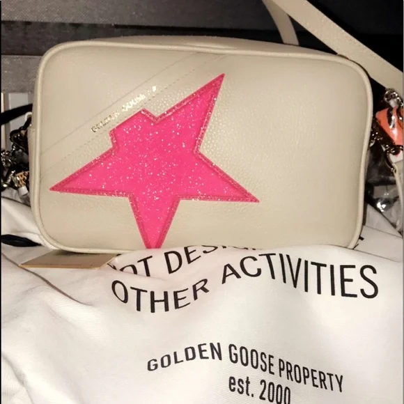 🎄XMAS IN AUG BLOWOUT🎄 🆕Golden Goose Leather Body Glitter Patch Star Bag - Picture 9 of 11
